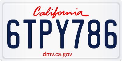 CA license plate 6TPY786