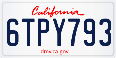 CA license plate 6TPY793