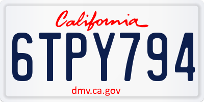 CA license plate 6TPY794