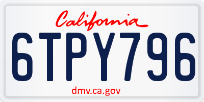 CA license plate 6TPY796