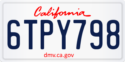 CA license plate 6TPY798