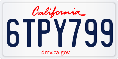 CA license plate 6TPY799