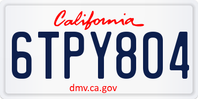 CA license plate 6TPY804