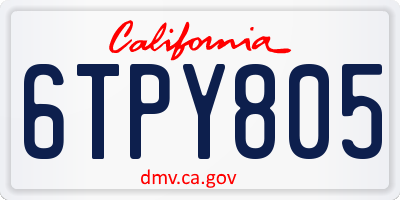 CA license plate 6TPY805