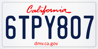 CA license plate 6TPY807