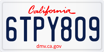 CA license plate 6TPY809