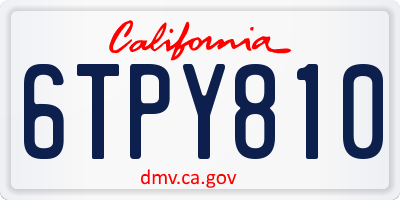 CA license plate 6TPY810