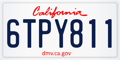 CA license plate 6TPY811