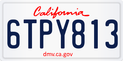 CA license plate 6TPY813