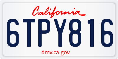 CA license plate 6TPY816