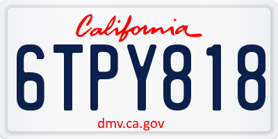CA license plate 6TPY818