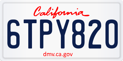 CA license plate 6TPY820