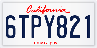 CA license plate 6TPY821