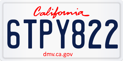 CA license plate 6TPY822