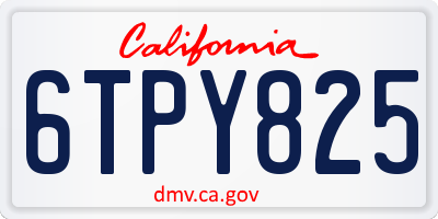 CA license plate 6TPY825