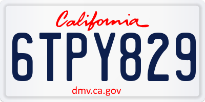 CA license plate 6TPY829