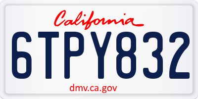 CA license plate 6TPY832