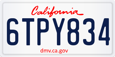 CA license plate 6TPY834