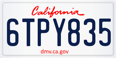 CA license plate 6TPY835