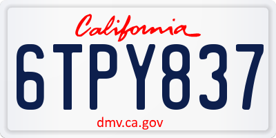 CA license plate 6TPY837