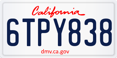 CA license plate 6TPY838