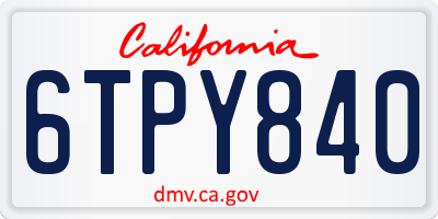 CA license plate 6TPY840