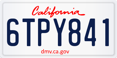 CA license plate 6TPY841