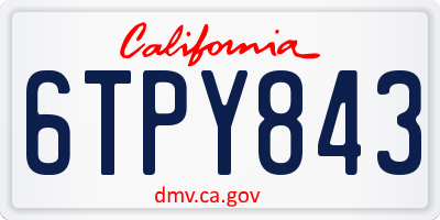 CA license plate 6TPY843