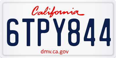 CA license plate 6TPY844