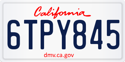 CA license plate 6TPY845