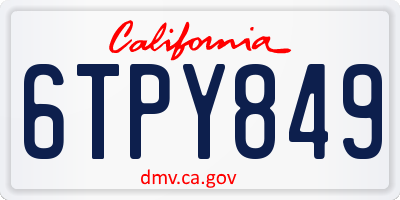 CA license plate 6TPY849