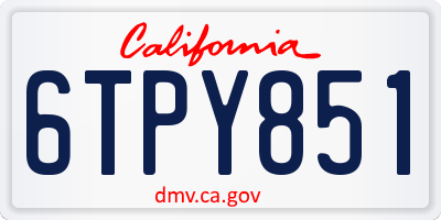 CA license plate 6TPY851