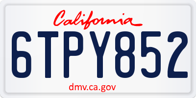CA license plate 6TPY852