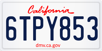 CA license plate 6TPY853