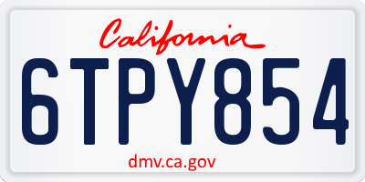 CA license plate 6TPY854