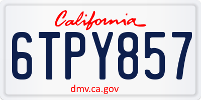 CA license plate 6TPY857