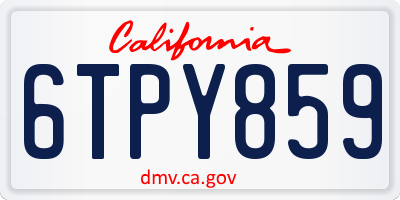 CA license plate 6TPY859