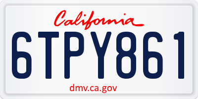 CA license plate 6TPY861