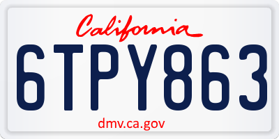 CA license plate 6TPY863