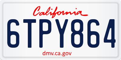 CA license plate 6TPY864