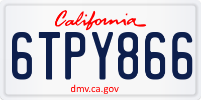 CA license plate 6TPY866