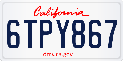 CA license plate 6TPY867
