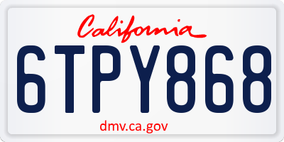 CA license plate 6TPY868