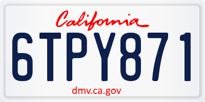 CA license plate 6TPY871