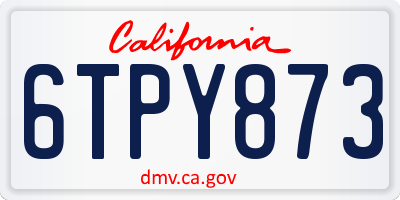 CA license plate 6TPY873