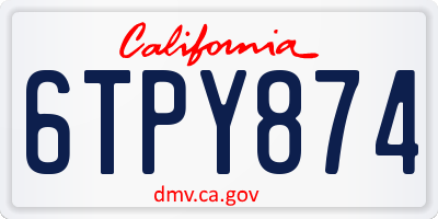 CA license plate 6TPY874