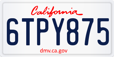 CA license plate 6TPY875