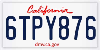 CA license plate 6TPY876
