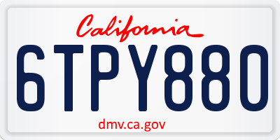 CA license plate 6TPY880