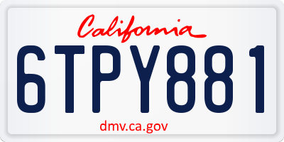 CA license plate 6TPY881